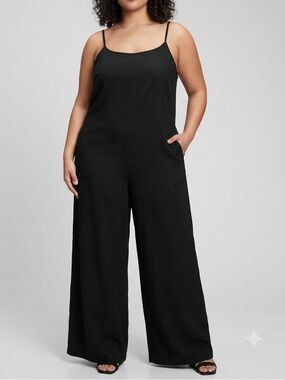 NWT SOPLIA Black Spaghetti Strap Jumpsuit size 2X **FITS SMALL LIKE XL-1X**